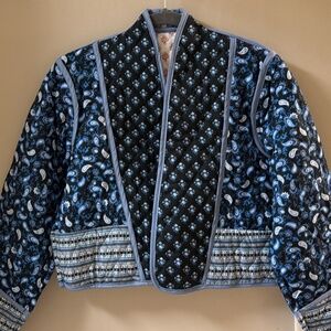 Blue quilted jacket size small